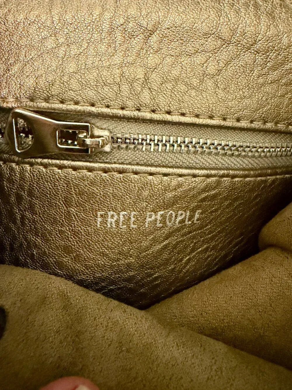 Free People Josie Mini Vegan Faux Leather Backpack Metallic Gun Metal Gold